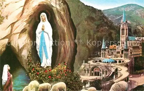 AK / Ansichtskarte Lourdes Hautes Pyrenees Basilika mit Marienerscheinung Kat. Lourdes