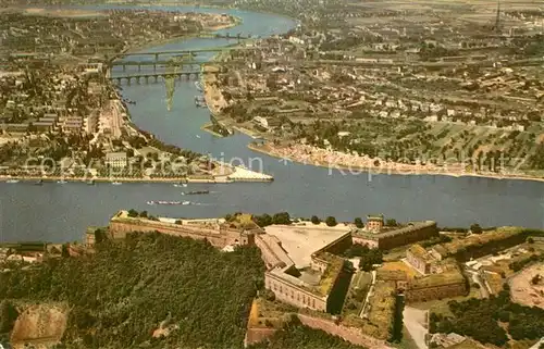 AK / Ansichtskarte Koblenz Rhein Deutsches Eck und Festung Ehrenbreitstein Fliegeraufnahme Kat. Koblenz