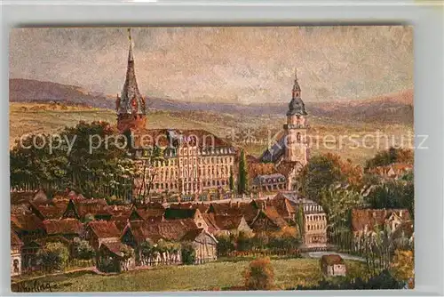 AK / Ansichtskarte Erbach Odenwald Schloss Kirche Kuenstlerkarte  Kat. Erbach