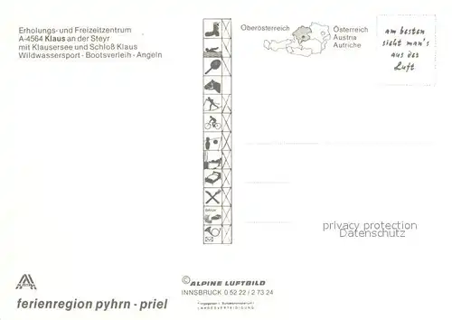 AK / Ansichtskarte Klaus Pyhrnbahn Erholungs und Freizeitzentrum Klausersee Schloss Klaus Alpen Fliegeraufnahme Kat. Klaus an der Pyhrnbahn