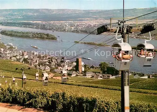 AK / Ansichtskarte Ruedesheim Rhein Panorama Rheintal mit Kabinenseilbahn Kat. Ruedesheim am Rhein