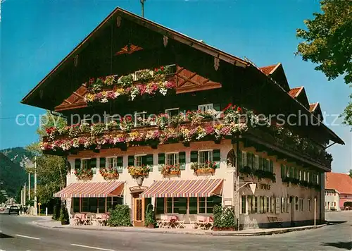 AK / Ansichtskarte Oberammergau Hotel Restaurant Wolf Blumenschmuck Kat. Oberammergau