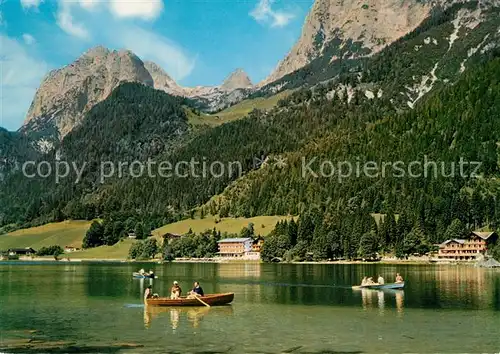 AK / Ansichtskarte Hintersee Berchtesgaden Bootfahren mit Blick zur Reiteralpe Kat. Berchtesgaden
