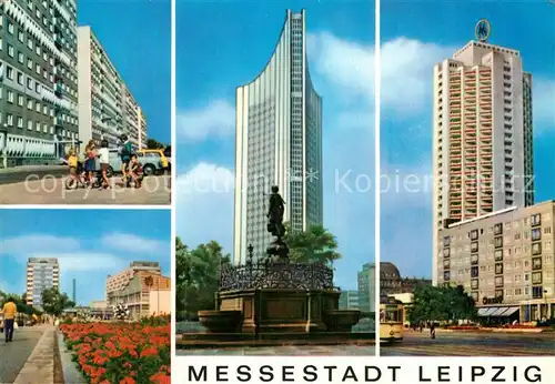 AK / Ansichtskarte Leipzig Sachsenplatz Hochhaus Karl Marx Universit?t Wohnhochhaus und Wintergarten Kat. Leipzig
