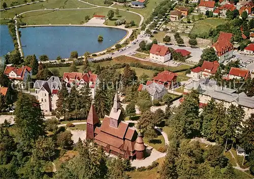 AK / Ansichtskarte Hahnenklee Bockswiese Harz Fliegeraufnahme mit Kirche Kat. Goslar