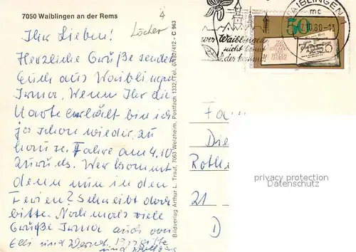 AK / Ansichtskarte Waiblingen Rems Hochhaus am Bahnhof Landratsamt Querspange Krankenhaus Korber Hoehe Schofer Siedlung Kath Kirche Rinnenaeckersiedlung Kat. Waiblingen