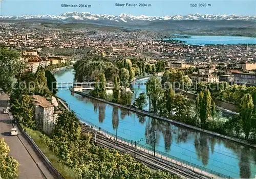 AK / Ansichtskarte Zuerich ZH Limmat Sihl und die Alpen