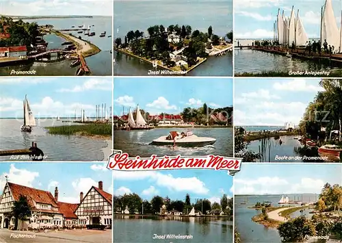 AK / Ansichtskarte Steinhude Meer Promenade Insel Wilhelmstein Gr Anlegesteg Boote Promenade Fischerhaus 
