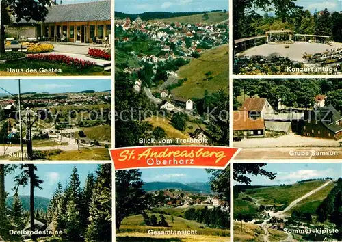 AK / Ansichtskarte St Andreasberg Harz Haus des Gastes Skilift Dreibrodesteine Gesamtansicht Konzertanlage Grube Samson Sommerskipiste Kat. Sankt Andreasberg