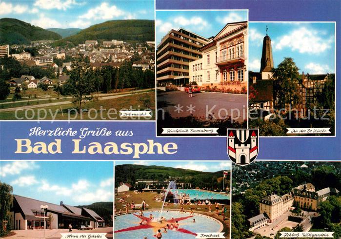 Ak Ansichtskarte Bad Laasphe Teilansicht Kurklinik Kirche