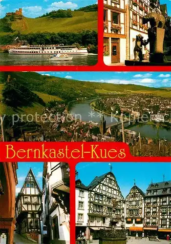 AK / Ansichtskarte Bernkastel Kues Ausflugsdampfer Burg Brunnen Moseltal Altstadt Fachwerkhaeuser Kat. Bernkastel Kues