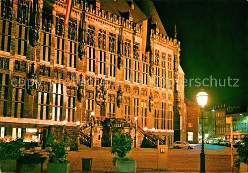 AK / Ansichtskarte Bad Aachen Rathaus Nachtaufnahme