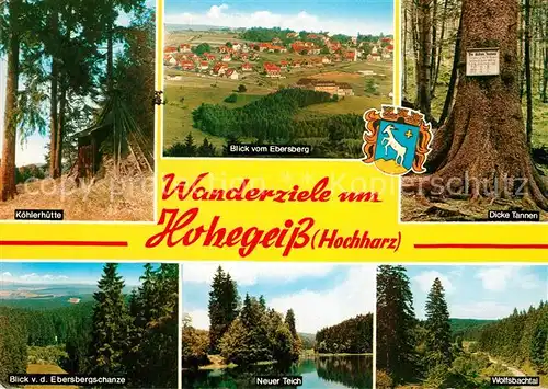 AK / Ansichtskarte Hohegeiss Harz Koehlerhuette Panorama Blick vom Ebersberg Dicke Tannen Wolfsbachtal Neuer Teich Ebersbergschanze Kat. Braunlage