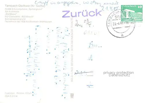 AK / Ansichtskarte Dietharz Tambach FDGB Erholungsheim Trabbi Kratersee Waldhaus HO Gaststaette Waldbaude Schmalwassergrund Ferienheim Kat. Tambach Dietharz