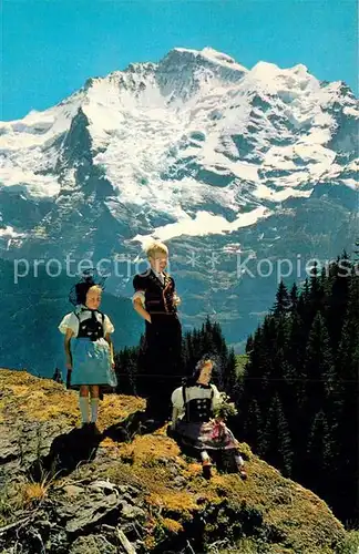 AK / Ansichtskarte Trachten Schweiz Berner Oberland Jungfrau Kinder  Kat. Trachten