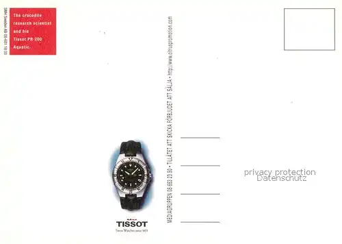 AK / Ansichtskarte Krokodile Werbung Tissot Swiss Watch  Kat. Tiere