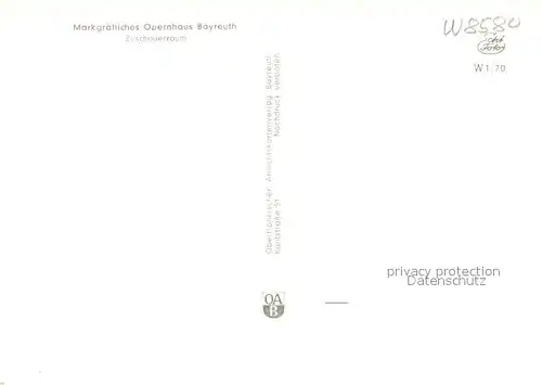 AK / Ansichtskarte Oper Markgraefliches Opernhaus Bayreuth Zuschauerraum  Kat. Musik