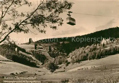 AK / Ansichtskarte Seilbahn Oberwiesenthal Schoenjungferngrund Sprungschanzen  Kat. Bahnen