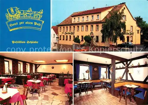 AK / Ansichtskarte Sendelbach Lohr a.Main Hotel Zur alten Post Postillon Schaenke Kat. Lohr a.Main