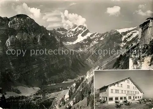 AK / Ansichtskarte Meglisalp Berggasthaus Ebenalp Seealpsee Gloggeren Marwies Faehlentuerme Altmann  Kat. Altmann