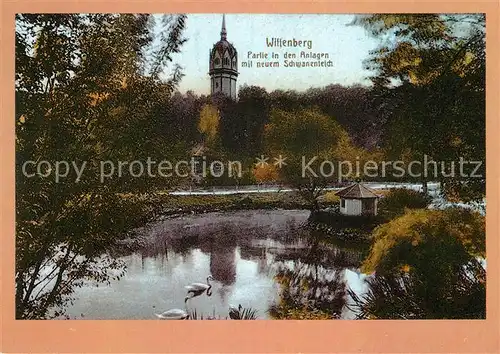 AK / Ansichtskarte Wittenberg Lutherstadt Partie in den Anlagen mit neuem Schwanenteich Kat. Wittenberg