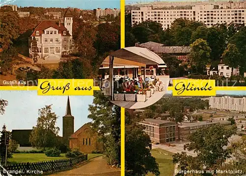 AK / Ansichtskarte Glinde Stormarn Gutshaus Ev Kirche Buergerhaus mit Marktplatz Kat. Glinde