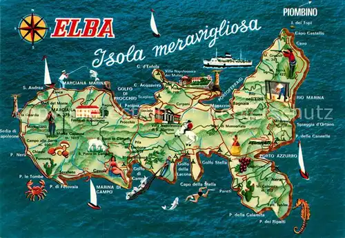 AK / Ansichtskarte Insel Elba Inselkarte Kat. Italien