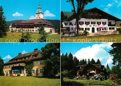 AK / Ansichtskarte Klais Gaestehaus Gut Elmau mit Schloss Elmau Muellerhaus und Elmauer Alm Kat. Kruen
