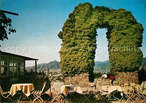 AK / Ansichtskarte Remagen Rolandsbogen mit Blick zum Petersberg und Drachenfels Siebengebirge Gaststaette Terrasse Kat. Remagen