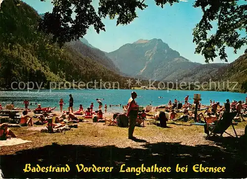 AK / Ansichtskarte Ebensee Oberoesterreich Badestrand Vorderer Langbathsee Alpen Kat. Ebensee Salzkammergut