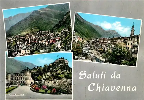 AK / Ansichtskarte Chiavenna Panorama Fiume Mera Antico Castello Alpi Kat. Italien