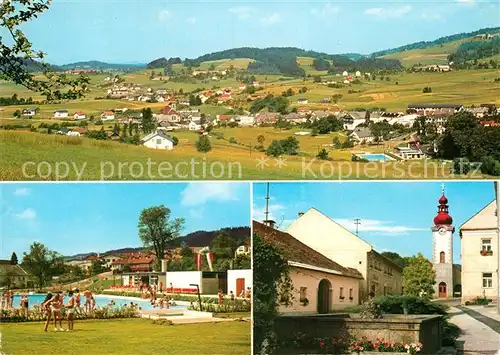 AK / Ansichtskarte St Oswald Freistadt Panorama Ortsmotiv mit Kirche Freibad Kat. Freistadt