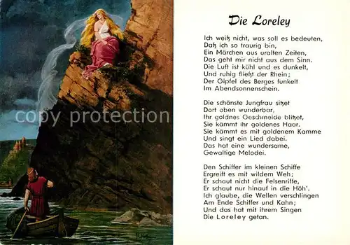 AK / Ansichtskarte Gedicht auf AK Die Loreley Kuenstlerkarte H. Hoffmann  Kat. Lyrik