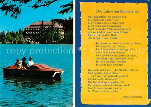 AK / Ansichtskarte Gedicht auf AK August Schnezler Die Lilien am Mummelsee Berghotel  Kat. Lyrik