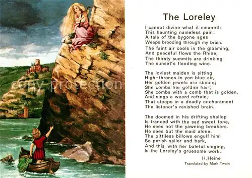 AK / Ansichtskarte Heine Heinrich Gedicht The Loreley  Kat. Persoenlichkeiten