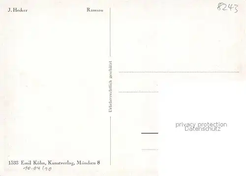 AK / Ansichtskarte Kuenstlerkarte J. Hecker Ramsau Kat. Kuenstlerkarte