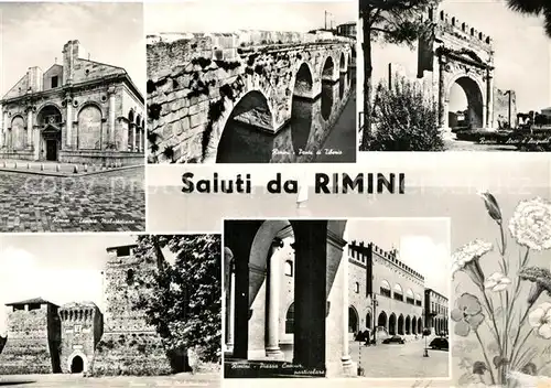 AK / Ansichtskarte Rimini Lempio Malatestiano Ponte di Tiberio Arco d Augusto Piazza Cavour Rocca Malatestiana Kat. Rimini