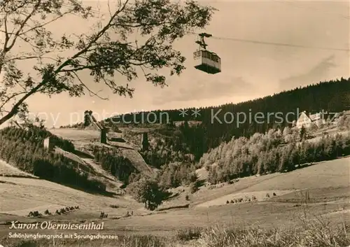 AK / Ansichtskarte Oberwiesenthal Erzgebirge Schoenjungferngrund mit Sprungschanzen Skispringen Kat. Oberwiesenthal