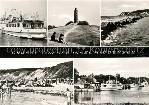 AK / Ansichtskarte Insel Hiddensee Faehre Leuchtturm Strand Kueste Bootsanleger Kat. Insel Hiddensee