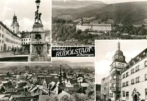 AK / Ansichtskarte Rudolstadt Brunnen Schloss Stadtpanorama Kat. Rudolstadt