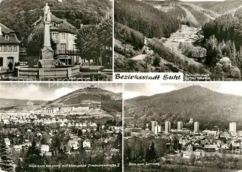 AK / Ansichtskarte Suhl Thueringer Wald Waffenschmied Brunnen Panorama Suhler Schweiz Ringberg Domberg Kat. Suhl