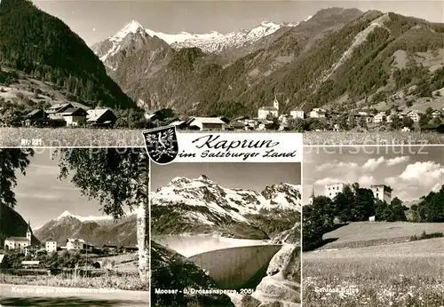 AK / Ansichtskarte Kaprun Gesamtansicht mit Alpenpanorama Bergsee Schloss  Kat. Kaprun