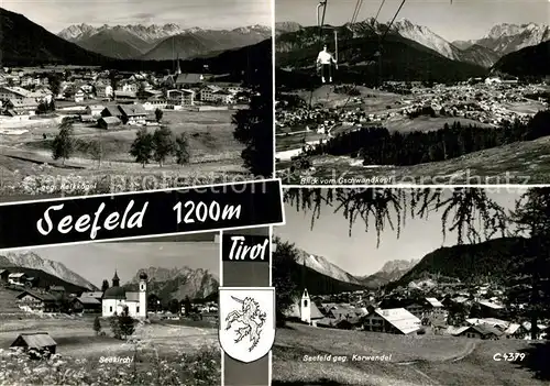 AK / Ansichtskarte Seefeld Tirol Blick gegen Kalkkoegel Karwendel Sesselbahn Gschwandkopf Seekirchl Alpenpanorama Kat. Seefeld in Tirol