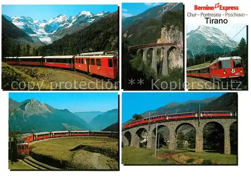 AK / Ansichtskarte Rhaetische Bahn Bernina Express Morteratsch Piz Bernina Landwasser Viadukt Alp Gruem Kat. Eisenbahn