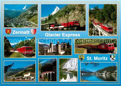 AK / Ansichtskarte Eisenbahn Glacier Express Zermatt St. Moritz Kat. Eisenbahn
