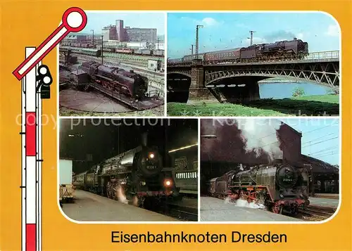 AK / Ansichtskarte Lokomotive Eisenbahnknoten Dresden Bahnbetriebswerk Hauptbahnhof  Kat. Eisenbahn