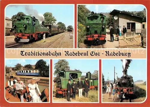 AK / Ansichtskarte Lokomotive Traditionsbahn Radebeul Ost Radeburg Zugpersonal  Kat. Eisenbahn