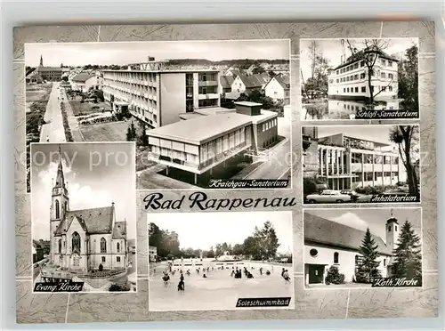 AK / Ansichtskarte Bad Rappenau Kraichgau Sanatorium Kirchen Soleschwimmbad Inhalatorium Kat. Bad Rappenau