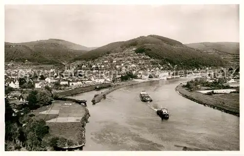 AK / Ansichtskarte Eberbach Neckar Neckarpartie mit Binnenschiffen Kat. Eberbach