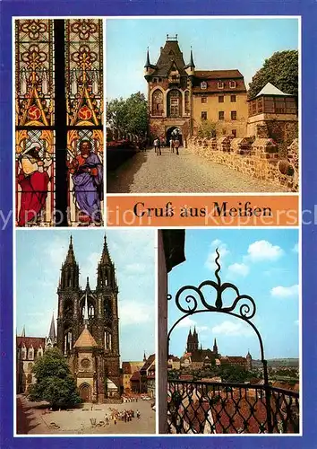 AK / Ansichtskarte Meissen Elbe Sachsen Glasfenster Albrechtsburg Aufgang Dom Kat. Meissen